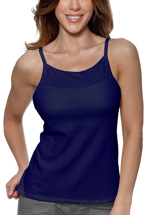 CAICJ98 Plus Size Lingerie Tank With Built In Bra Womens Tank Tops  Adjustable Strap Stretch Cotton Camisole With Built In Padded Shelf Bra  Blue,95G 