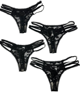 Alessandra B 4 Pack Strap Lace Thong - M7765