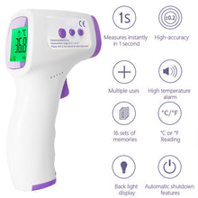 Load image into Gallery viewer, Forehead Thermometer for Adults and Kids,Fast Accurate Result | 3-Color Fever Alarm,16 Memory Recalls, 1s Result, Silent Mode, Large &amp; Clear Backlit Display