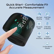 Load image into Gallery viewer, Wrist Blood Pressure Monitor with HD LED Display, Voice Broadcast, 2x99 Memory, USB Rechargeable, with Storage Case