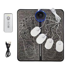 Load image into Gallery viewer, EMS Foot Massage Mat with RF Remote Control and Electrode Pads, USB Rechargeable, 8 Massage Modes, 19 Intensity Levels, Compact Design for Muscle Relaxation