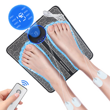 Load image into Gallery viewer, EMS Foot Massage Mat with RF Remote Control and Electrode Pads, USB Rechargeable, 8 Massage Modes, 19 Intensity Levels, Compact Design for Muscle Relaxation