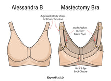 Load image into Gallery viewer, Alessandra B -Mastectomy Bra Based on Cup Sizes - Adjustable Straps and Back Hook &amp; Eye Closure