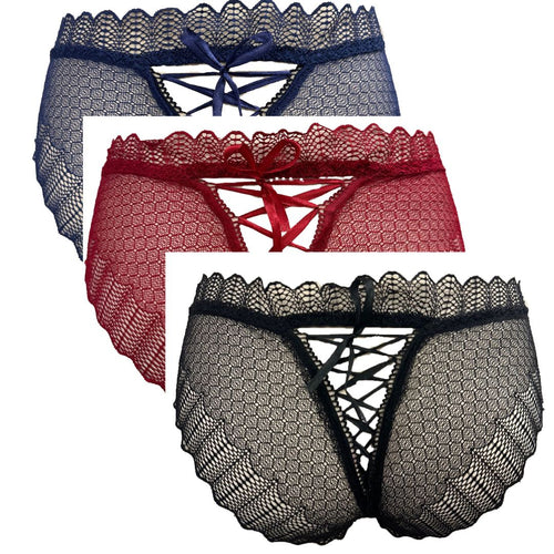 Alessandra B 3 Pack Criss Cross Lace Panty - M7764