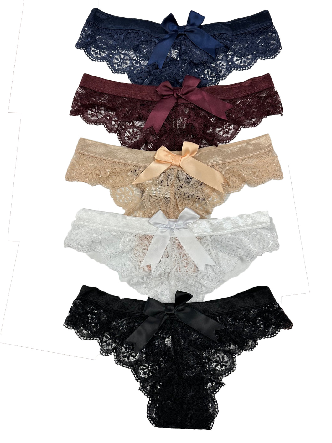 Alessandra B 5 pack Lace Bow Thong - M7767