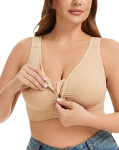 Load image into Gallery viewer, Seamless Mastectomy Bra with Removable Pads - Zip Front Closure, Adjustable Straps