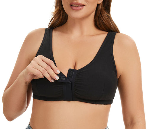 Magnetic Front Closure Pocketed Adaptive Bra - Easy On Front Closure Mastectomy Bra-M7799
