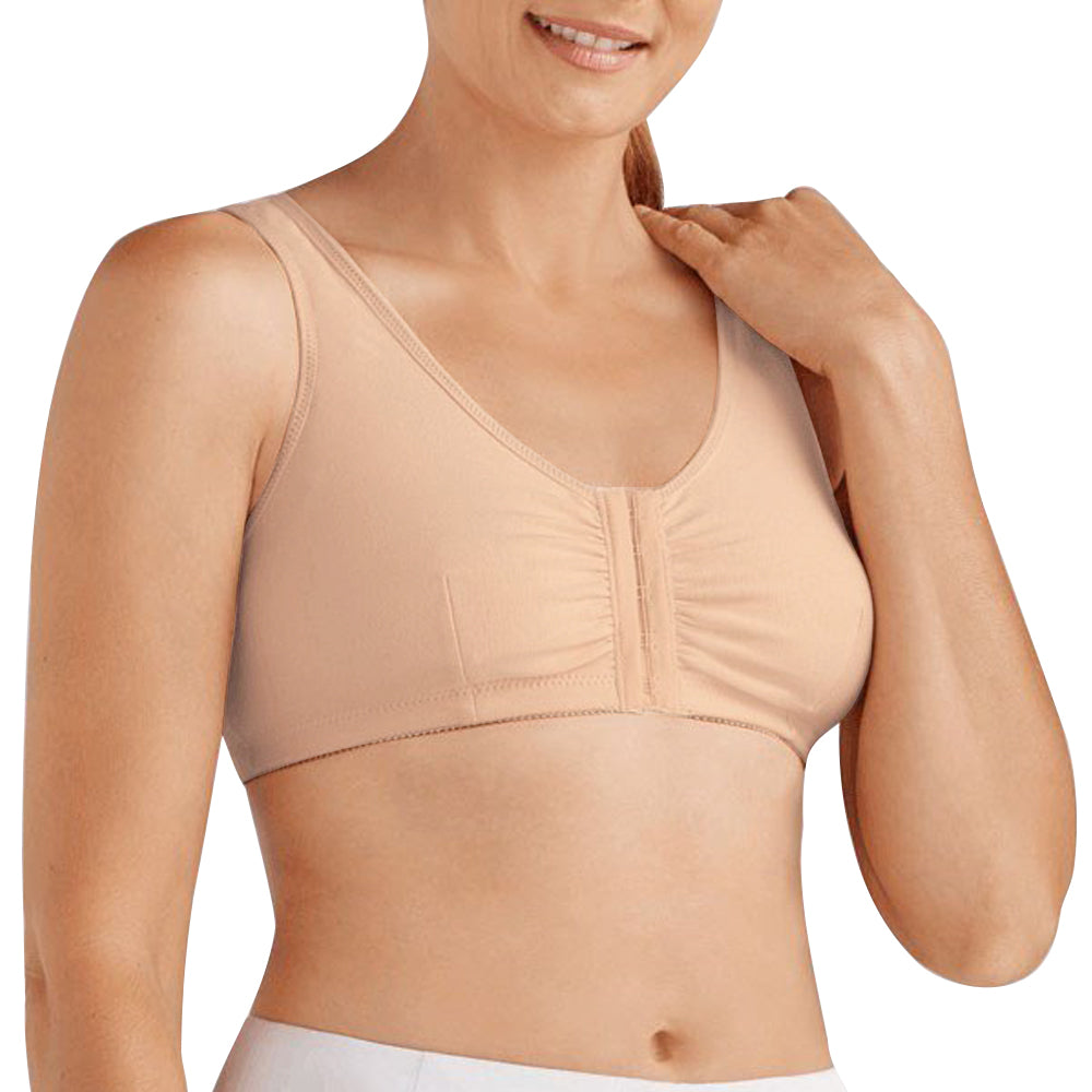 Cotton Sports Bras Front Closure Mastectomy Post Surgery Bra Women Everyday  Lingerie with Pockets for Breast Forms (Color : Beige, Size : 75/34ABC) at   Women's Clothing store